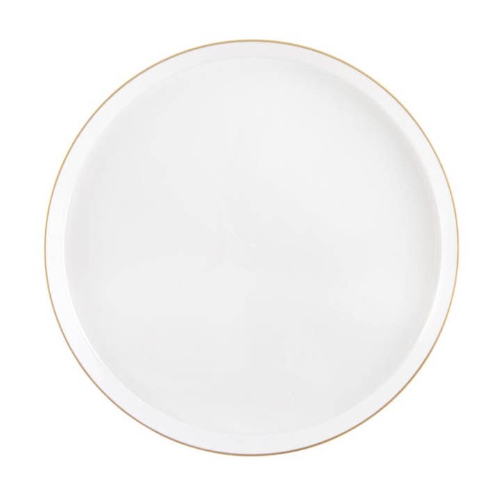 Pearl and Gold Rim Round Plastic Plates (10 Pack) - Sharp for wholesale by Posh Setting