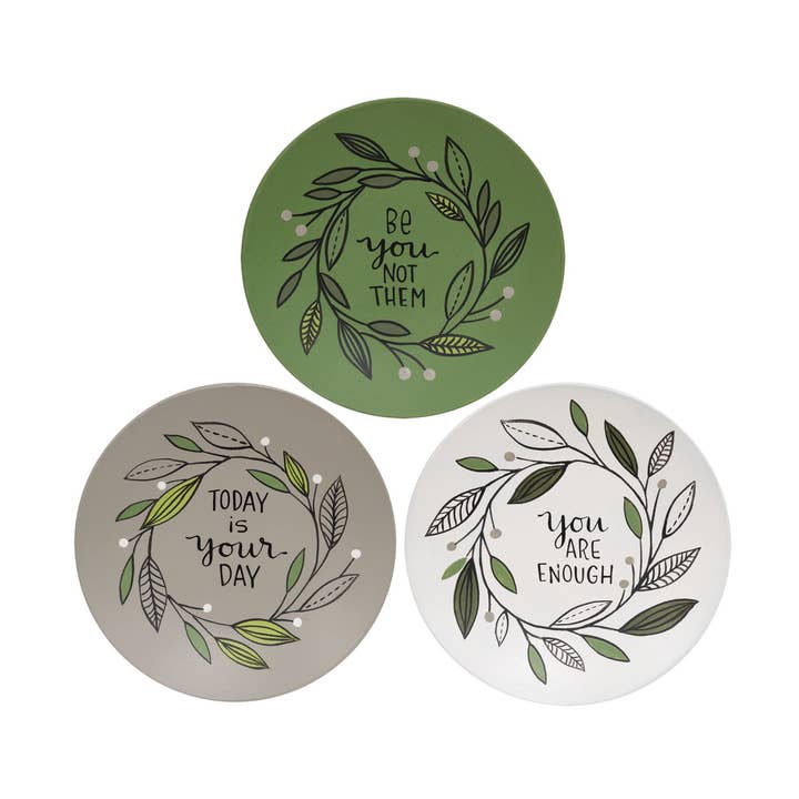 You Are Enough Leaf Ring Plate, 3 Assorted for wholesale by The Hearthside Collection