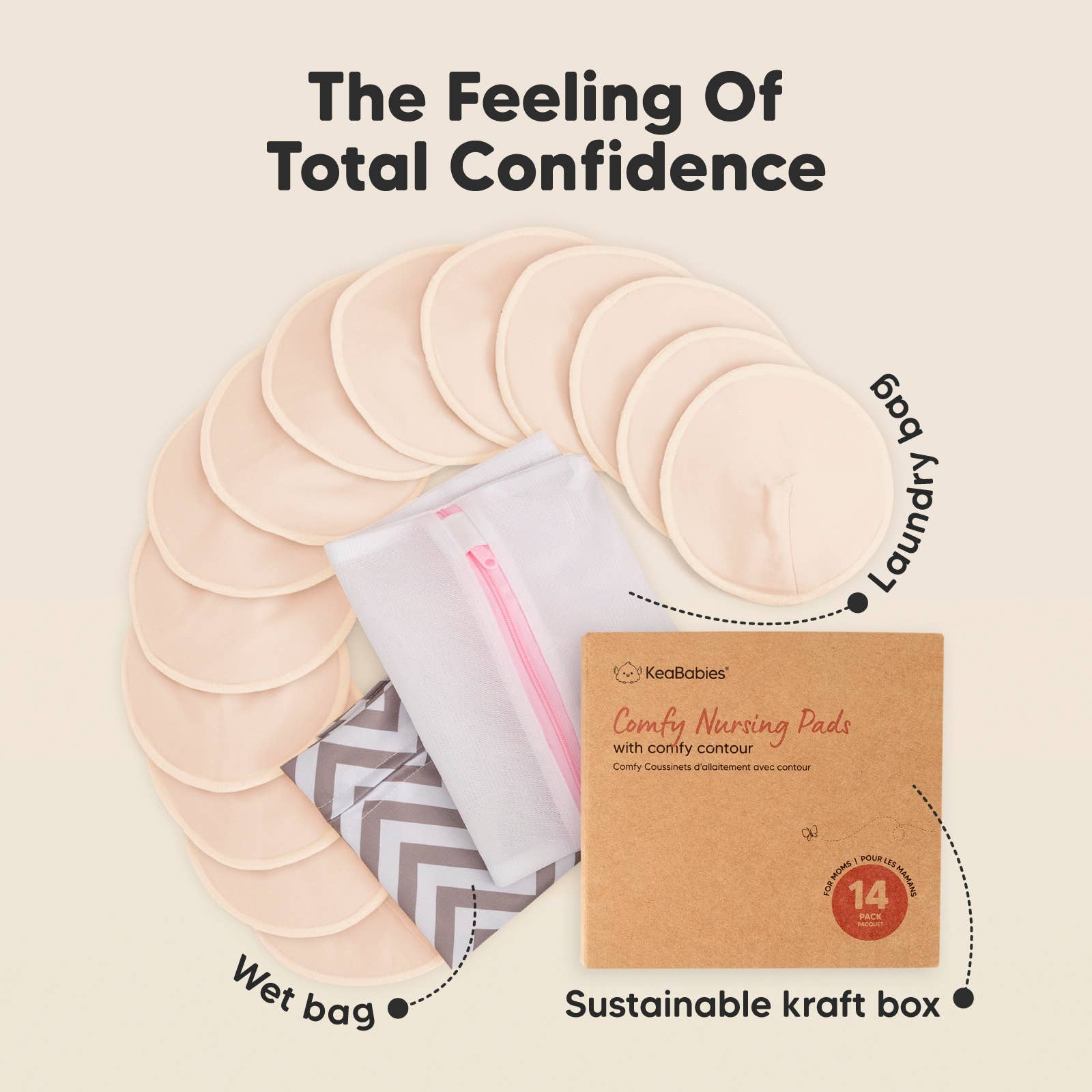 Bare Beige 14pk Comfy Nursing Pads, Reusable Breastfeeding Pads for wholesale on Faire7