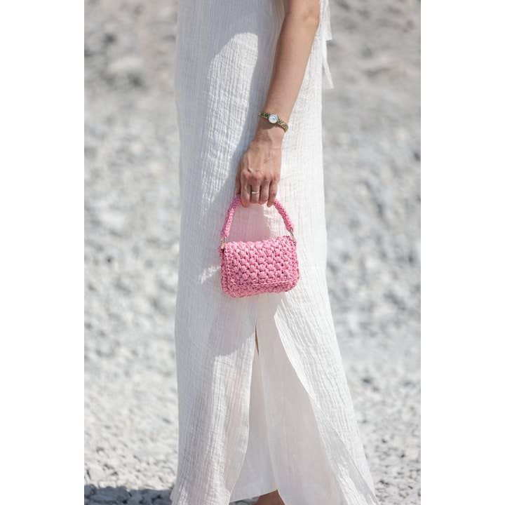 Yova - Wholesale Top Handle Bag - Women's - Raffia summer bag micro - Pink1