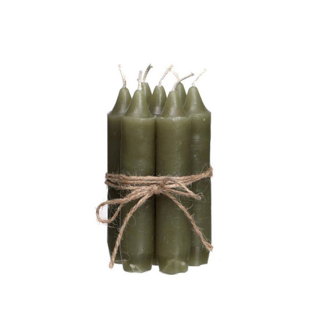 Wildflowers by Floriette - Wholesale Tapered Candle/Candlestick - Taper candle h.11 cm set 7 moss green0