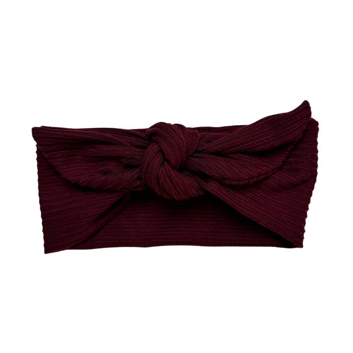 Bandeau bébé à nouer - Côtelé bordeaux pour la vente par Junque Food Headband Hair Accessories
