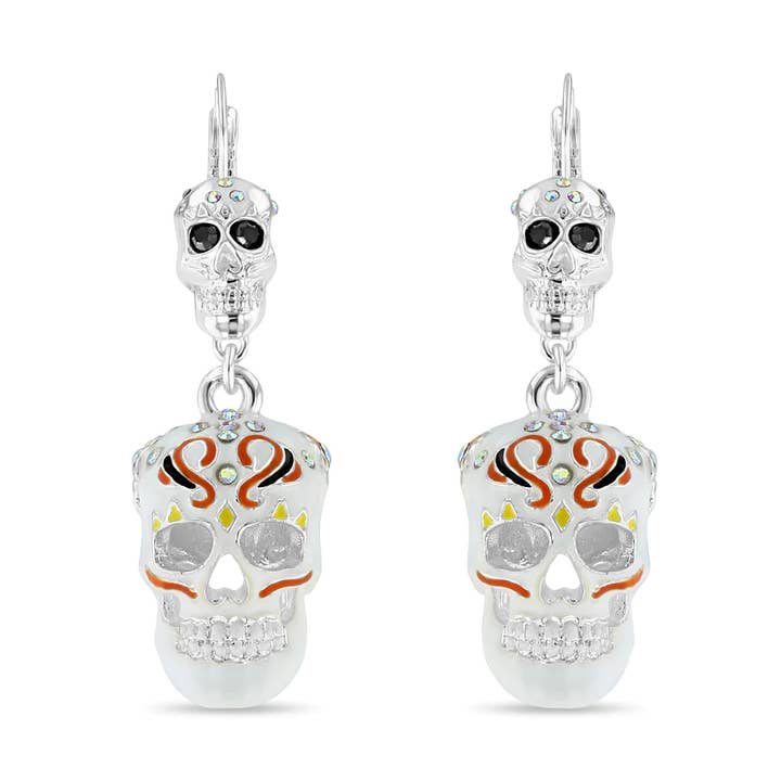Orecchini a monachella Ritzy Couture Day of the Dead Skull per la vendita all'ingrosso da parte di Ritzy Couture by Esme Hecht