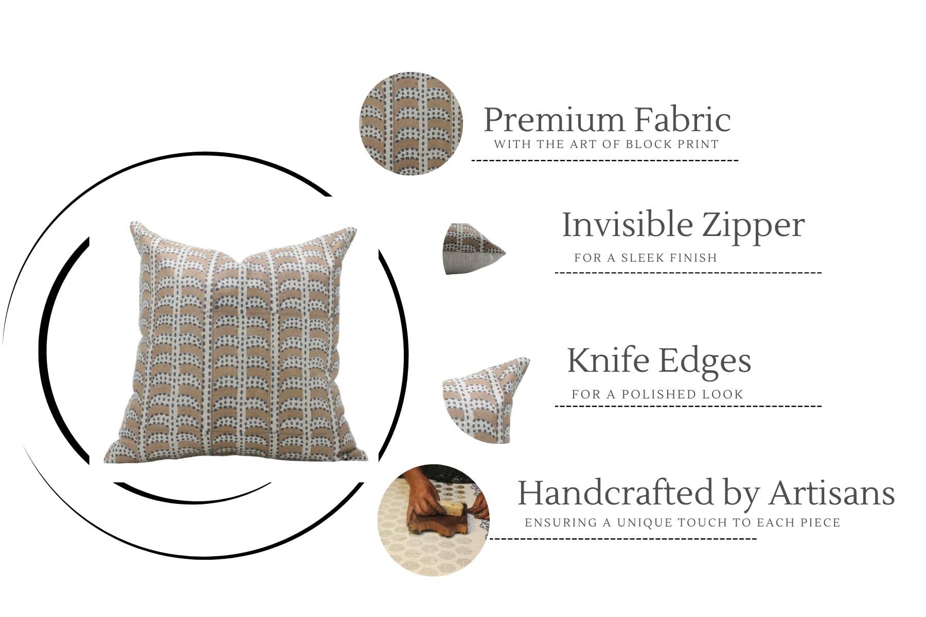 Fabdivine – wholesale Throw pillow cover – Interior Block Print Linen Blend Pillow Cover - Garud5