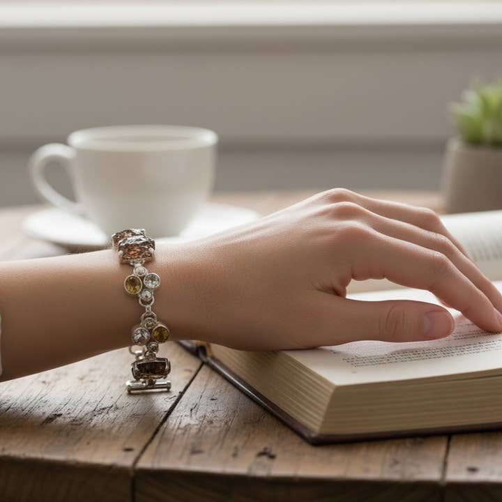 Citrine Multi Gemstone Bracelet Sterling Silver 925 for wholesale by Quasar Gems USA