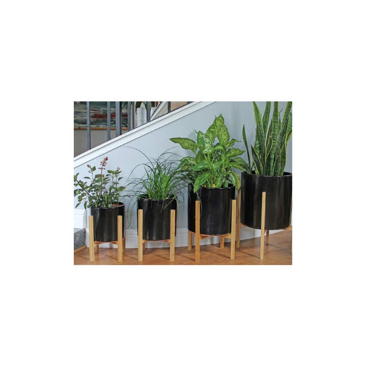 Areca Palm Planter Set Of 4 Black Various Sizes for wholesale by Pacific Home & Garden