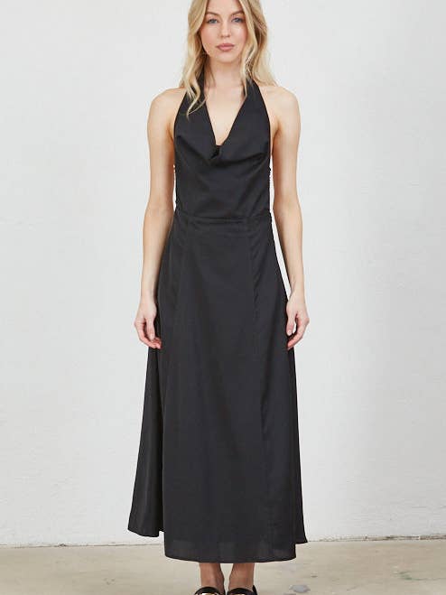 Robe Midi Dos Nu à Col Bénitier avec Licou en Perles - Blanc pour la vente par Vestis M