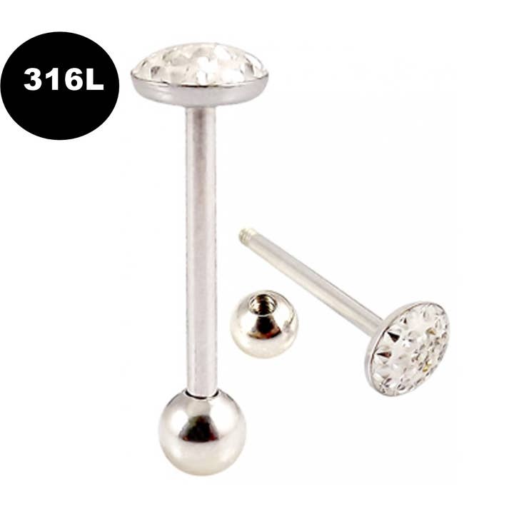 Bodytrend – wholesale Tongue ring – Flat Tongue Barbell & Epoxy Coated Multiple CZ Crystal-316L2
