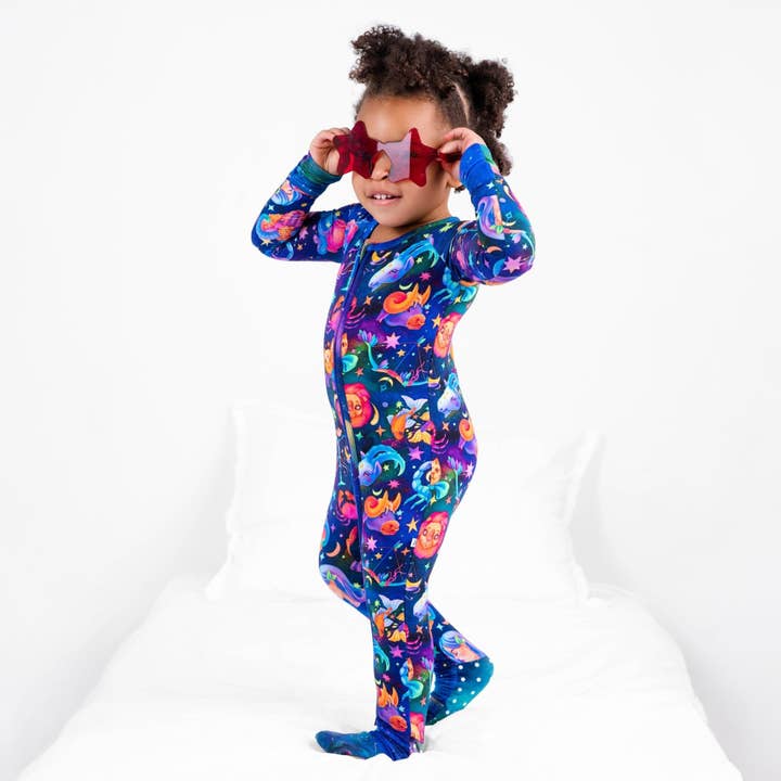 Cosmic Cuddles Zodiac Romper,bamboo baby romper, bamboo pajama romper, soft baby romper, eco friendly baby romper, unisex baby outfit, baby sleepwear, sustainable baby clothes, bamboo sleep romper, cozy baby pajamas, bamboo sleepwear for wholesale by Jammie Session formerly Big Dreams Little Jammies