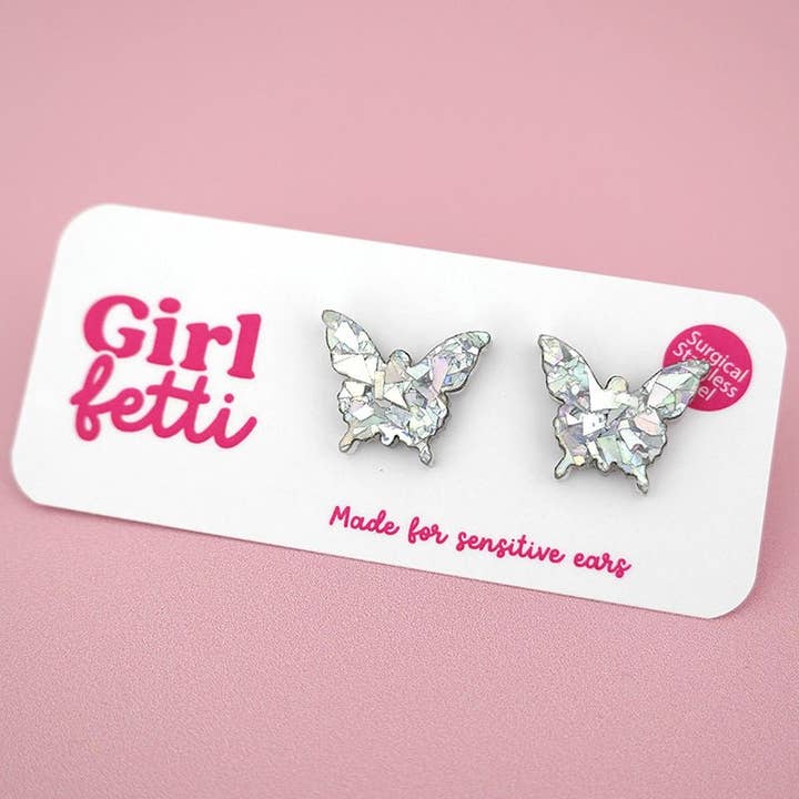 Girlfetti - Wholesale Stud/Post Earrings - Butterfly Acrylic Stud Earrings4