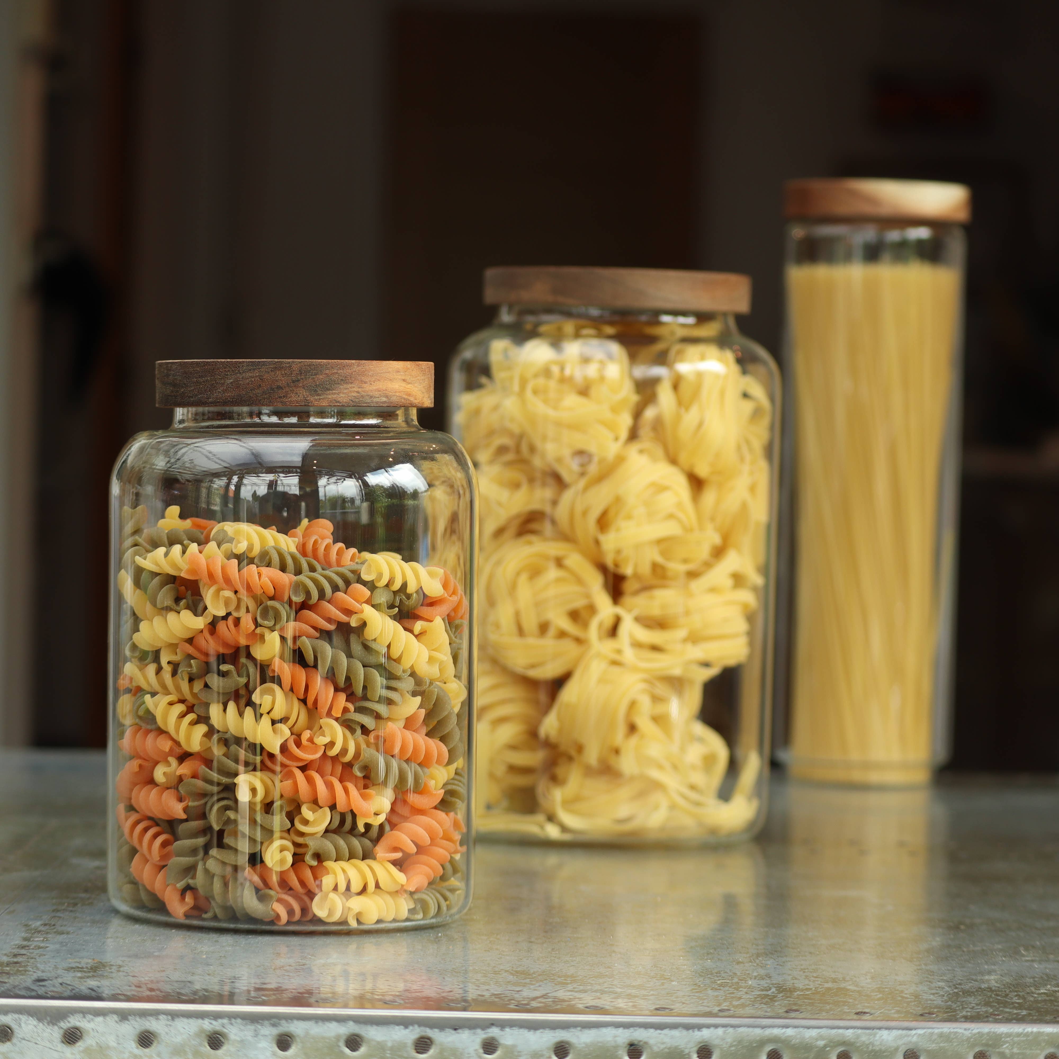 Mrs Green's Eco Store Ltd - Wholesale Jar - Glass Kitchen Pantry & Storage Jars with Acacia Lids2