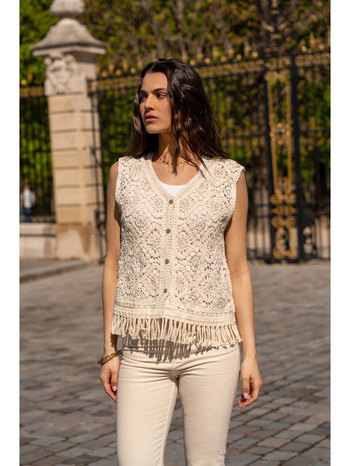 GOLDEN LIVE PARIS - Wholesale Outerwear Vest - Women's - Fringed crochet vest - CHLOÉ 25383