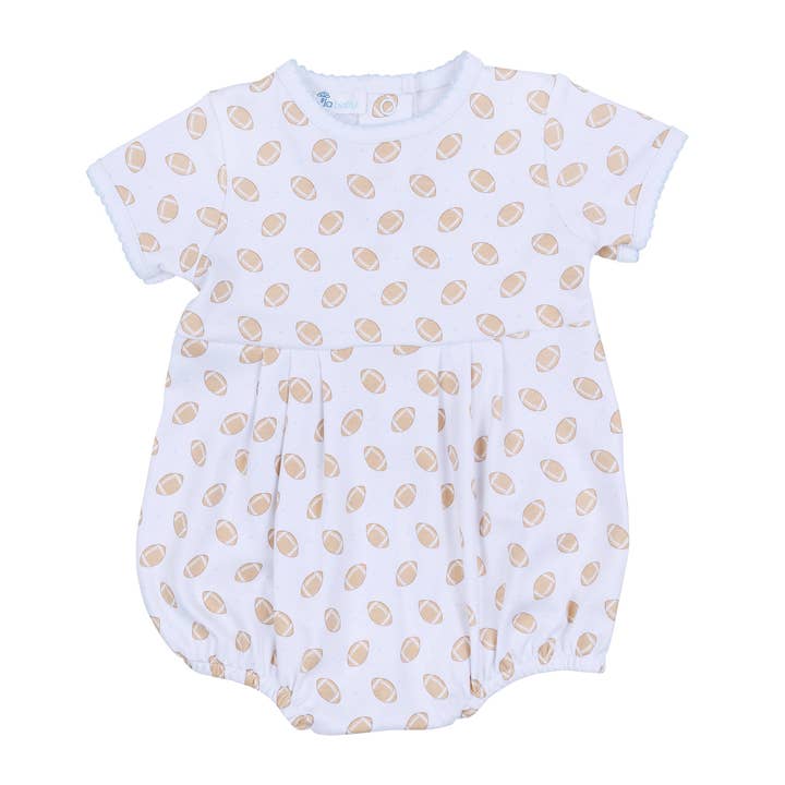 Touchdown Cutie Print Bubble - Light Blue for wholesale by Magnolia Baby