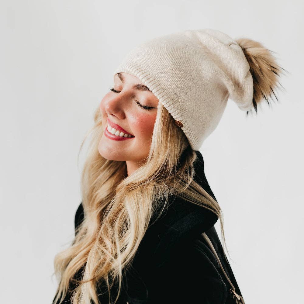 Pretty Simple - Wholesale Beanie - Women's - Fine Knit Fur Pom Slouchy Beanie Wholesale12