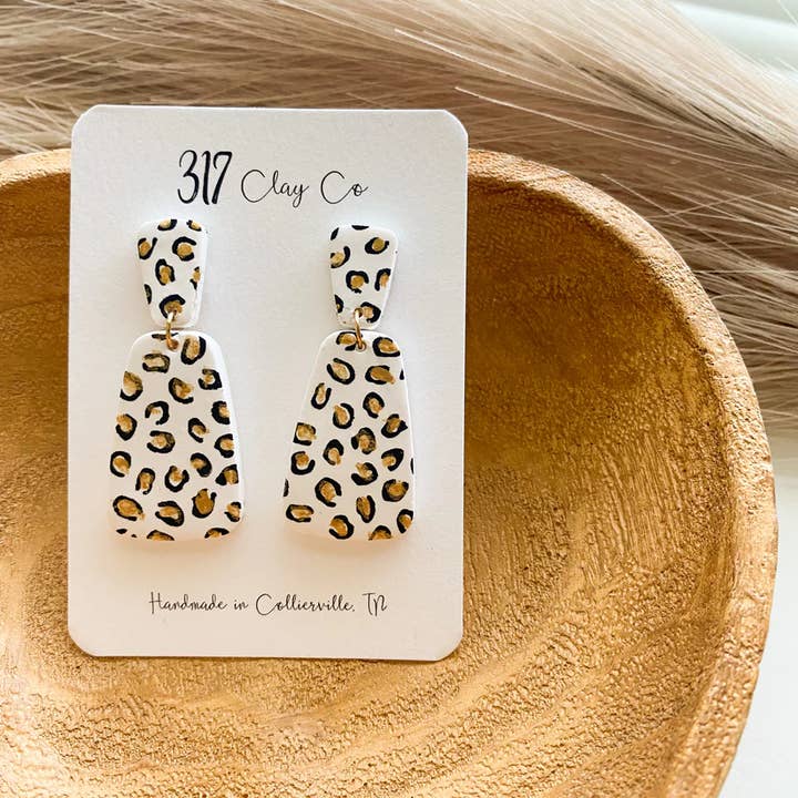 Esther Dangle - Leopard Clay Earrings for wholesale by 317 Clay Co