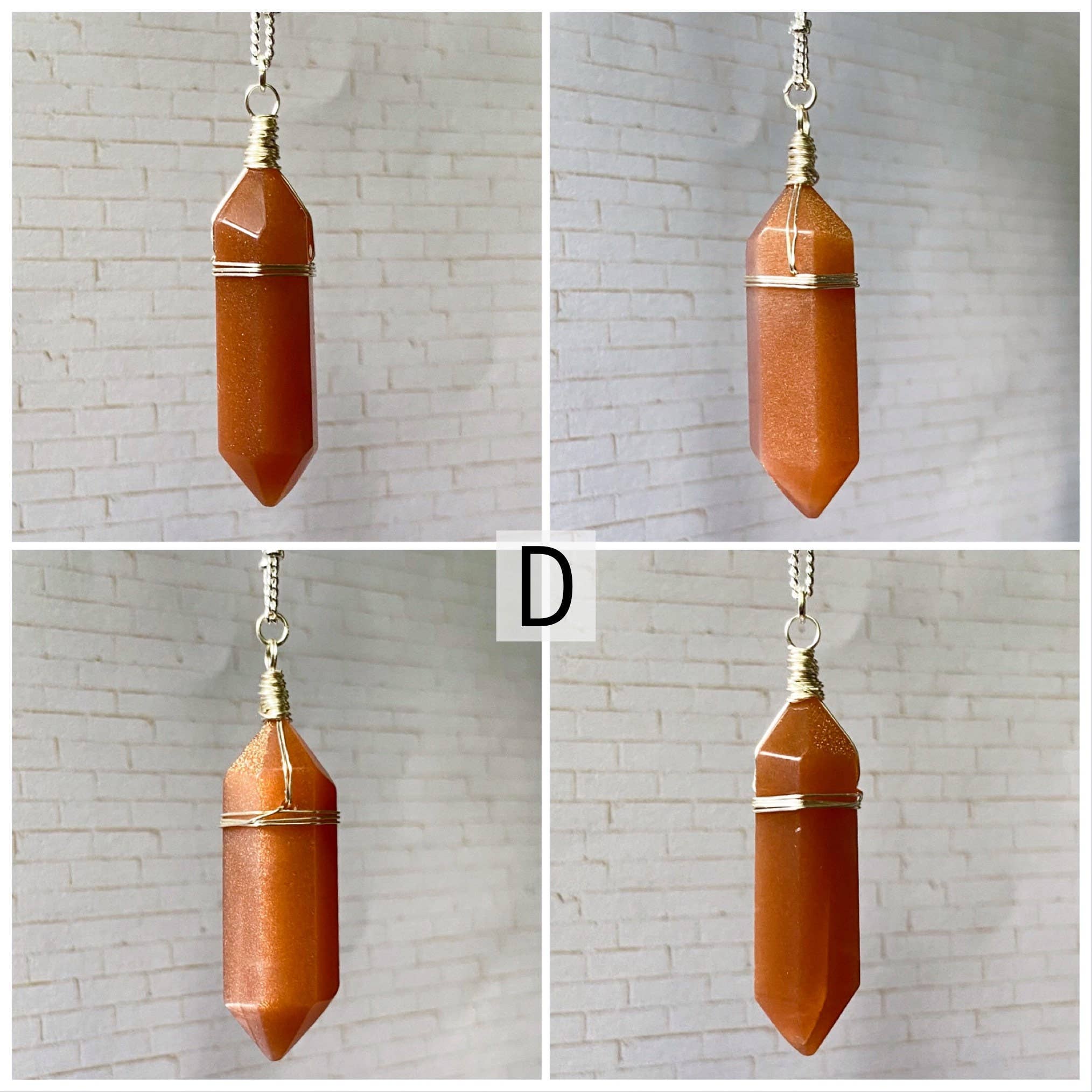 Moonchild Society - Wholesale Pendant/Charm Necklace - Peach Moonstone Silver Crystal Point Necklace, Wire Wrapped Jewelry, Raw Crystal,  Boho Witchy Pick Your Crystal6