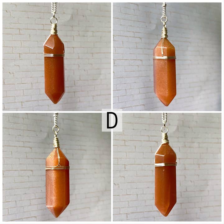 Moonchild Society - Wholesale Pendant/Charm Necklace - Peach Moonstone Silver Crystal Point Necklace, Wire Wrapped Jewelry, Raw Crystal, Boho Witchy Pick Your Crystal6