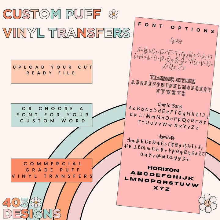 403 Designs - Wholesale Sublimation Transfer - Custom Puff Vinyl Transfer