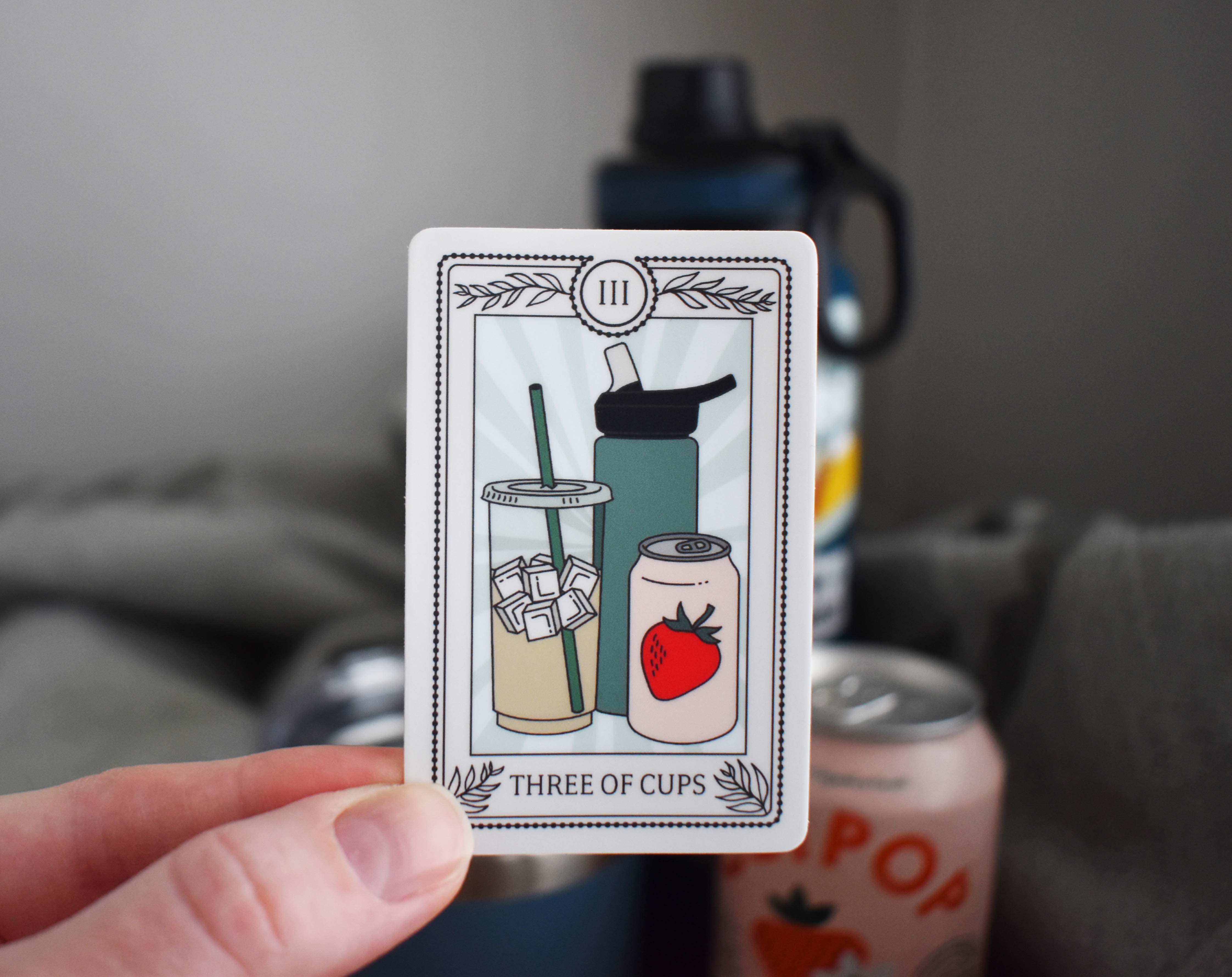 Wild North Co - Wholesale Sticker - Three Of Cups Tarot Card Sticker0