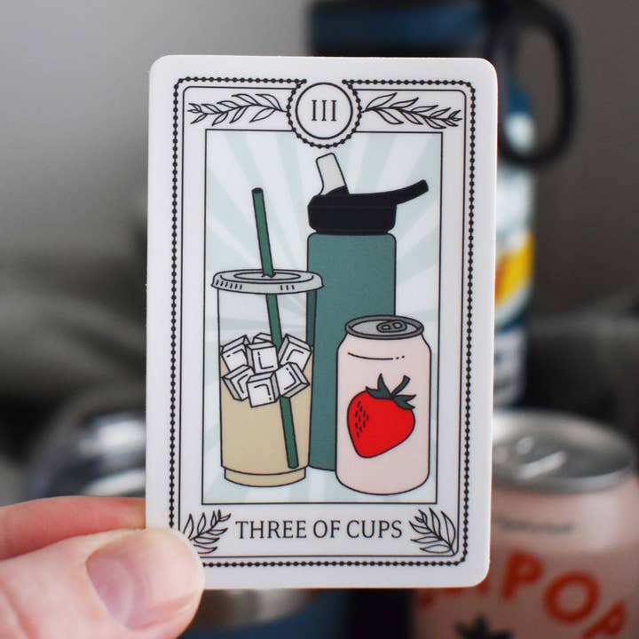 Wild North Co - Wholesale Sticker - Three Of Cups Tarot Card Sticker0