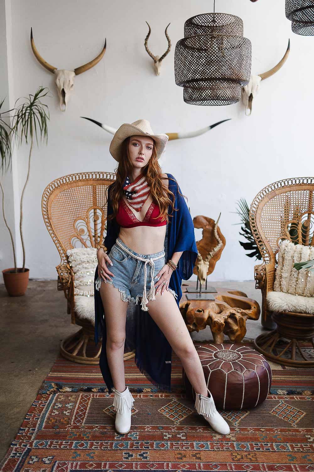 Leto Accessories - Wholesale Bandana - Women's - 🇺🇸 Crochet American Flag Hair Bandana - Patriotic Style2