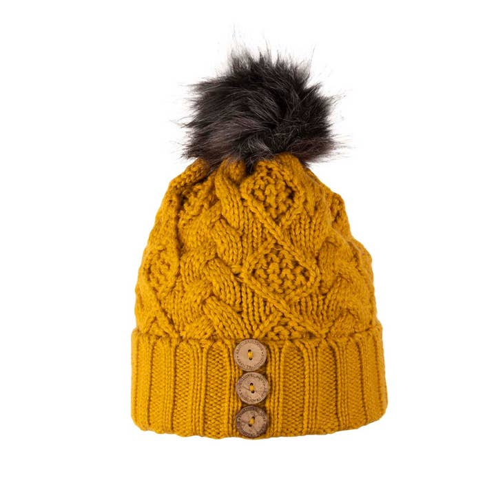 Aran Traditions - Wholesale Beanie - Women's - Aran Diamond Cable Button Hat28