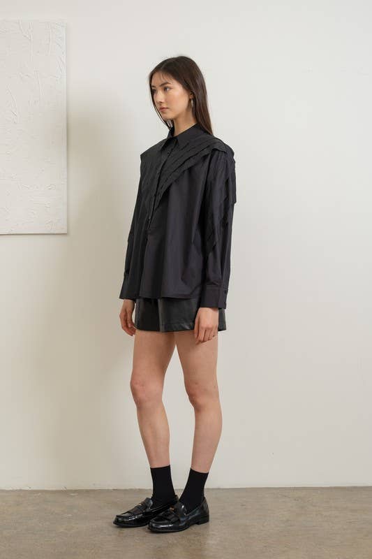 Heyson – wholesale Buttoned-down shirt – Women's – LT1065 Elegant Layered White Blouse9