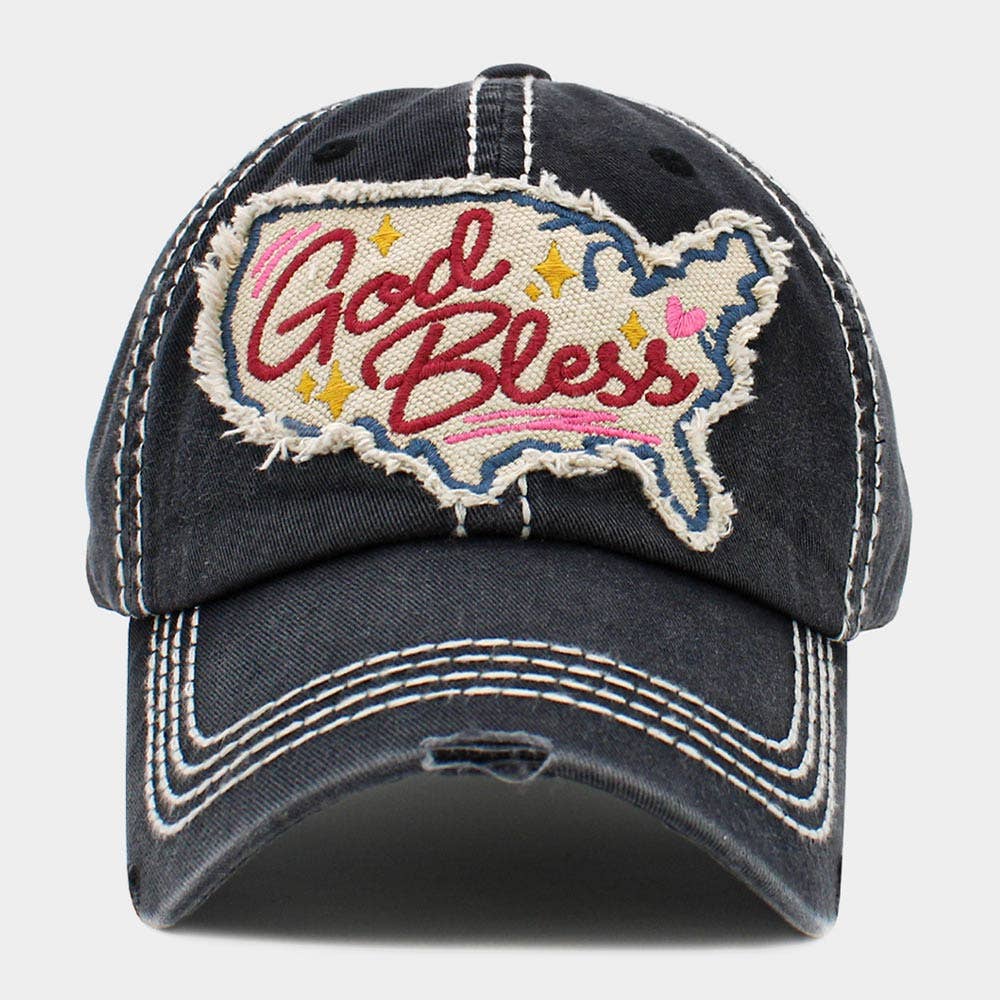 Sensibling Corp. - Wholesale Baseball Cap - Women's - God Bless Message USA Map Vintage Baseball Cap2