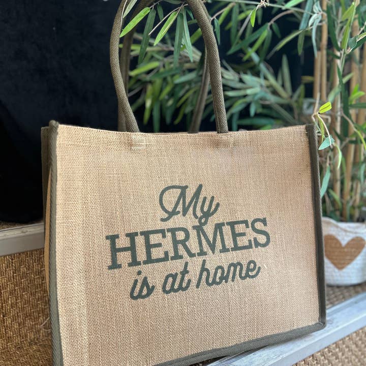 Toiles Chics - Wholesale Shoulder Bag - Unisex - Jute tote bag "My Chanel/Hermes is at home"