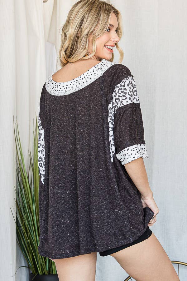 JADE BY JANE - Wholesale Tunic - Women's - ANIMAL PRINT TRIM BOAT NECK TUNIC2