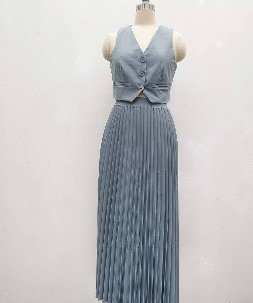 Aria Romance – Großhandel Set aus Oberteil und Rock – Damen – Zweiteiliges Set mit plissierten Ärmeln und Lagenlook7