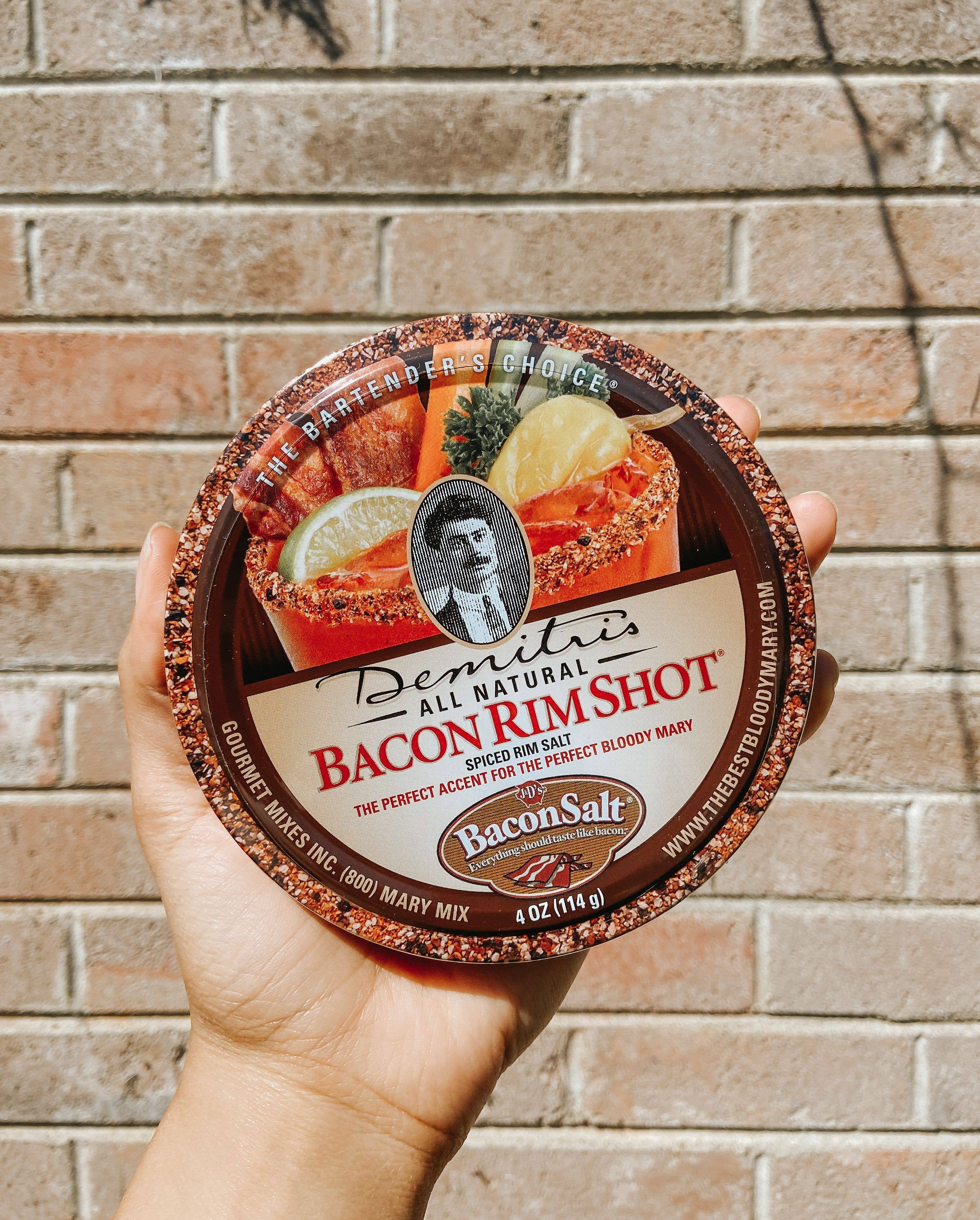 Demitri's Gourmet Mixes - Wholesale Salt - 4oz Bacon Rimshot Salt Tin (Case of 8 4oz Tins)2