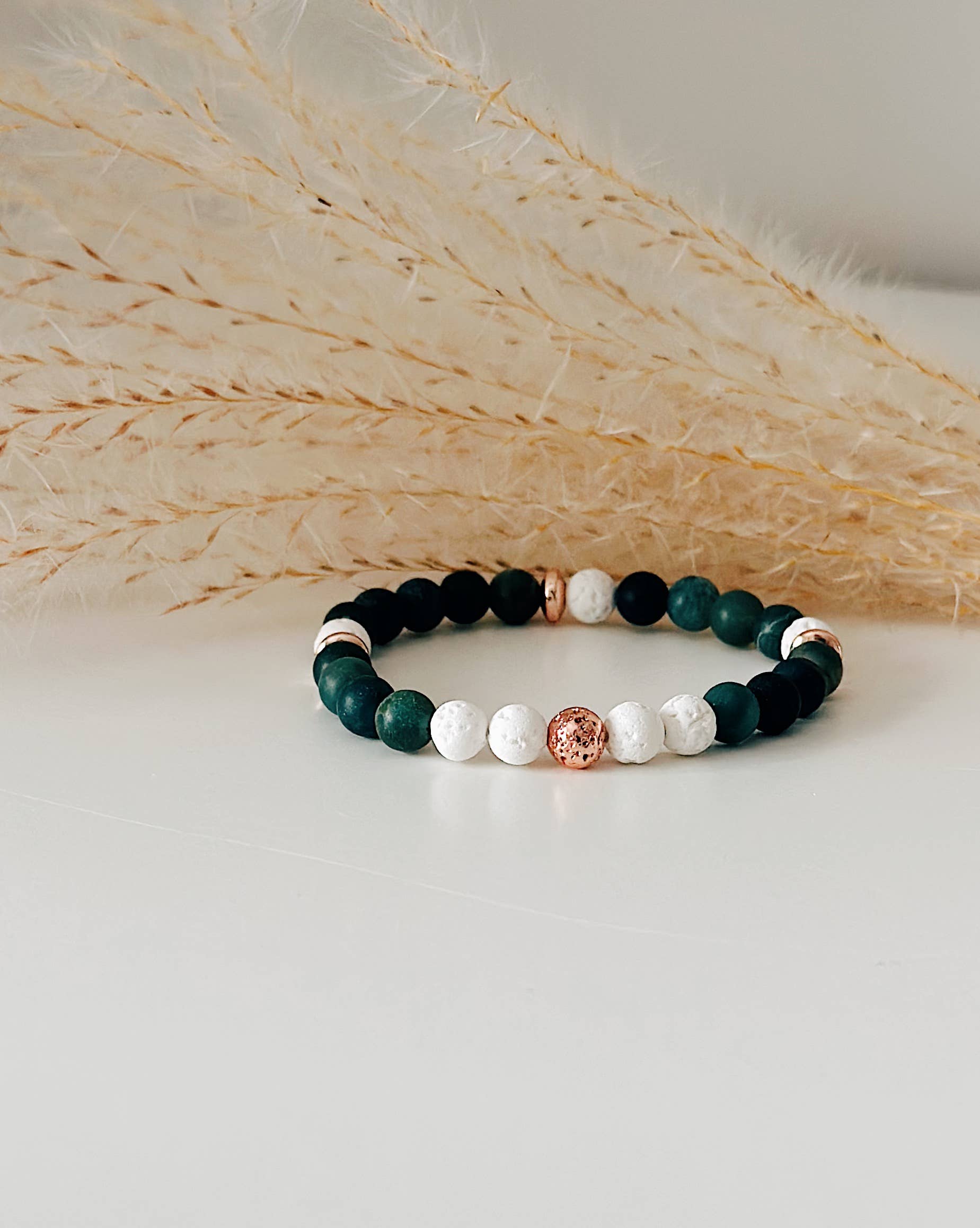 REMOVED BRAND – wholesale Pärlarmband – Moss Agate ädelsten + Roséguld pärlarmband - 6 MM4