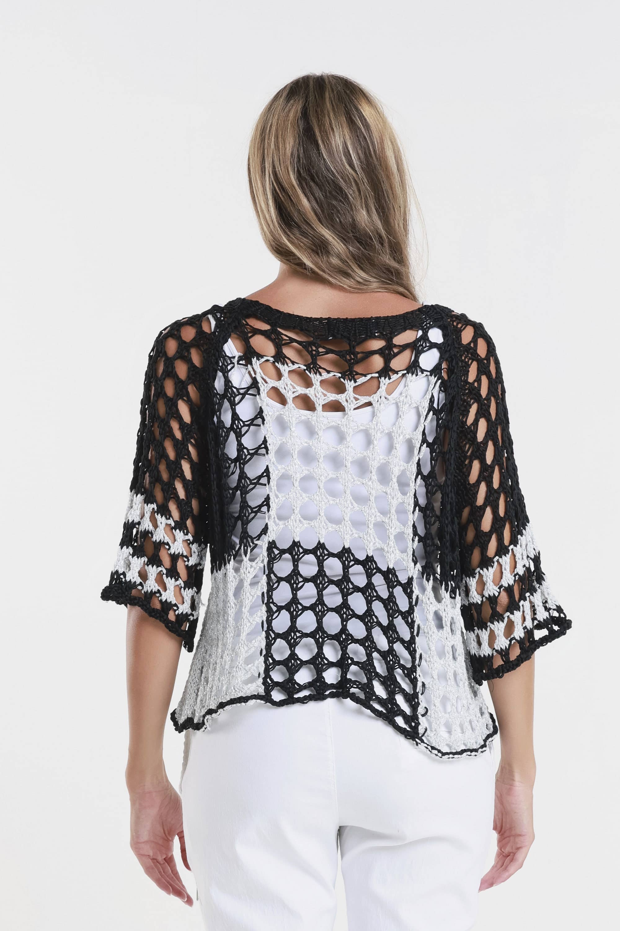 TINA Stephens Italy/Tees By Tina - Wholesale Knit Sweater - Women's - Sparkle Doris Ballet Slv 2 Tone Square Knit (BQ906P)3