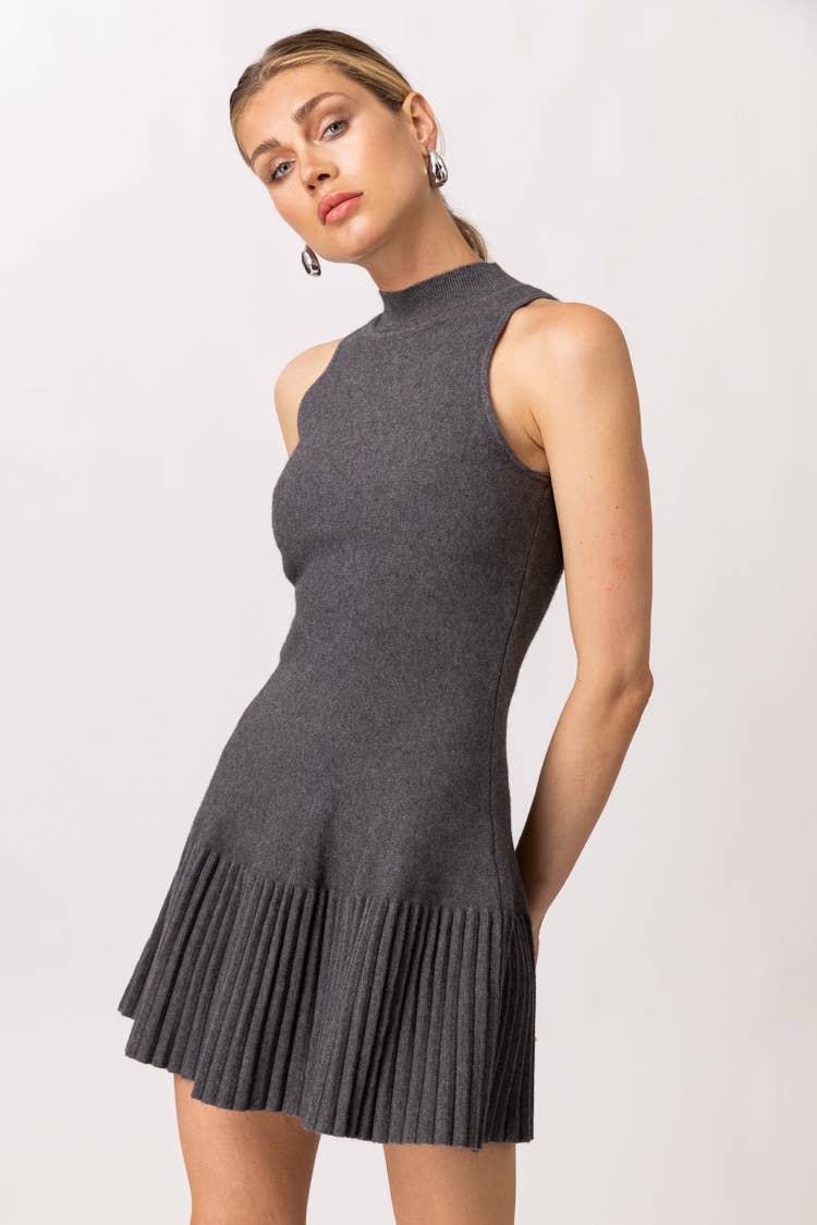 CHARCOAL KATIE SWEATER MINI DRESS for wholesale on Faire2