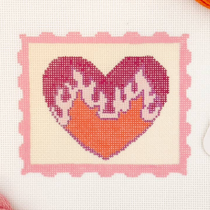 Alla hjärtans dag stämpel broderiduk, hjärta flamma broderiduk, 3"x3" broderiduk för wholesale av Cotswold Co Designs