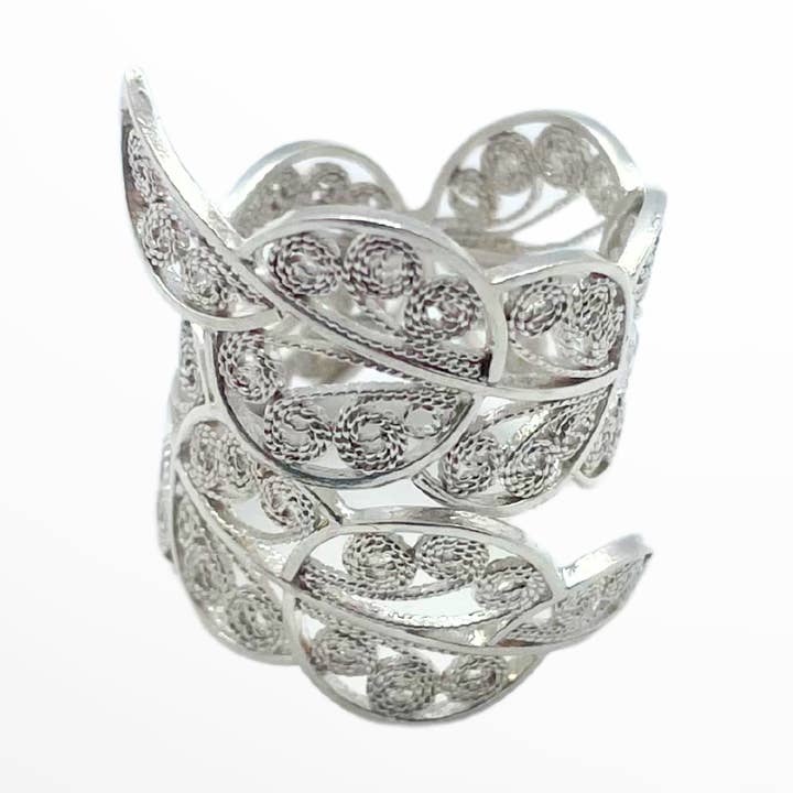 Branch Statement Ring Filigree Silver-Adjustable for wholesale by Alejandra Collective