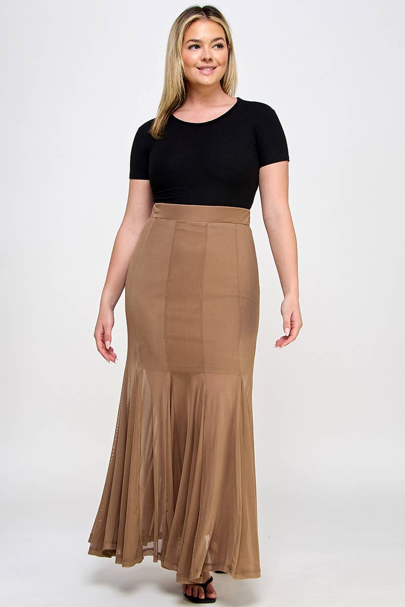 Haute Fox Plus Size & Contemporary – Saia - Mulher por atacado – Saia Maxi de Malha Plus Size SS2384P-SK12