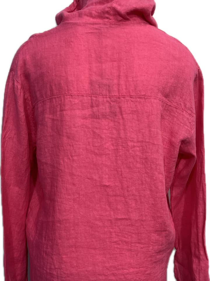 Fuchsia Linen Button Up Hoodie for wholesale on Faire