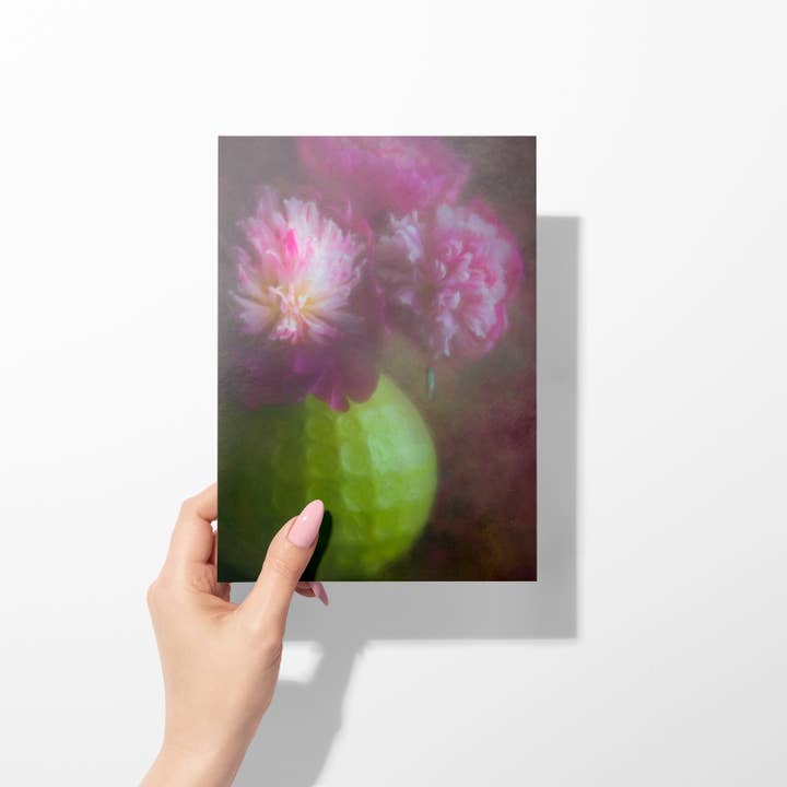 Sheryl’s Virtual Garden - Wholesale Everyday Greeting Card - Winter Peonies 5x7 Single Peony Still Life Greeting Card1