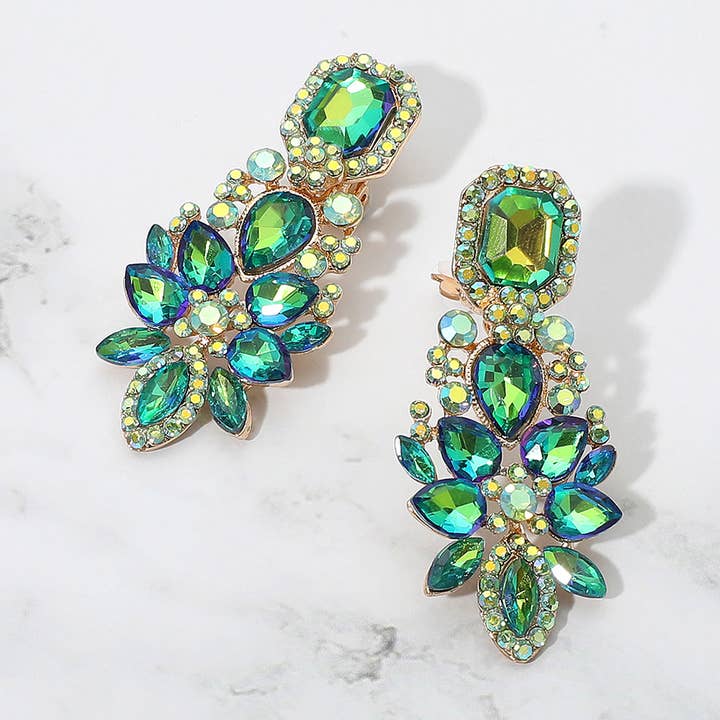 Sensibling Corp. - Vendita all'ingrosso Orecchini a clip - Orecchini a clip da sera con pietra quadrata a marchesa appuntita12