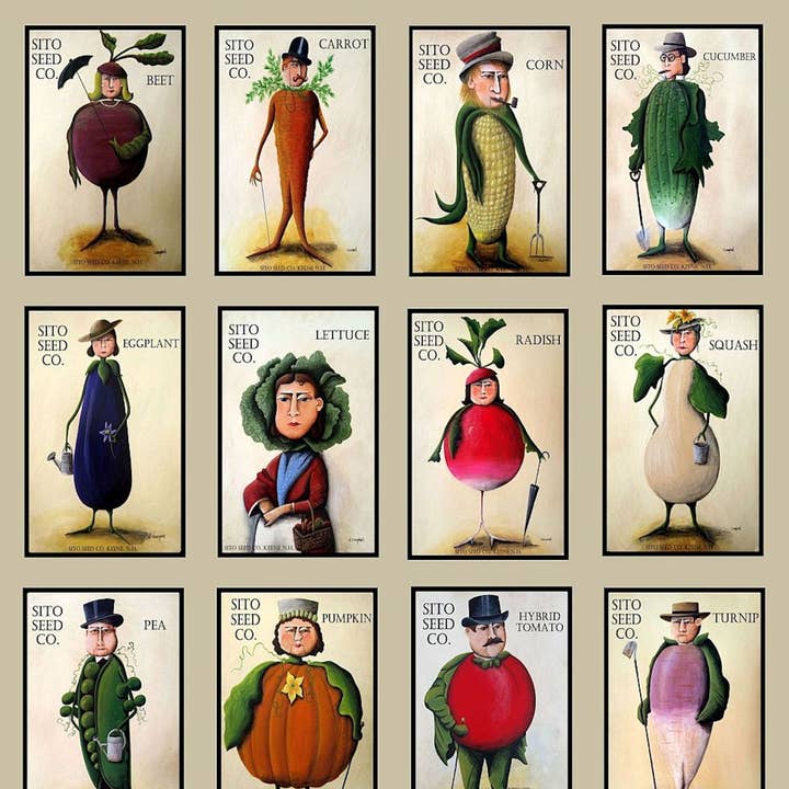 Vegetable Seed Packet Plaque for wholesale by Tim Campbell Art