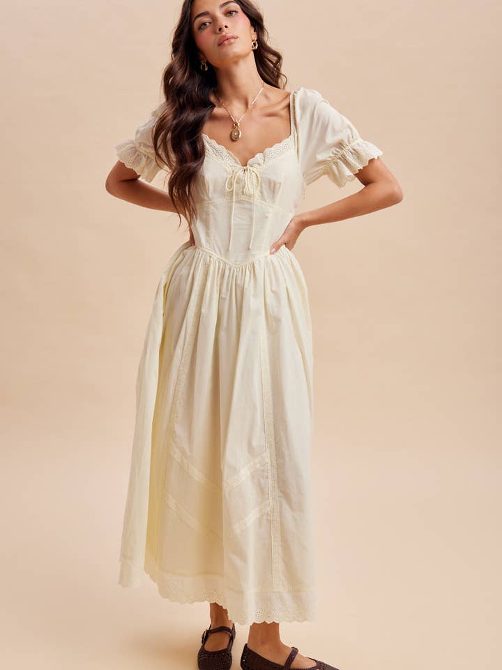 LACE DETAIL COTTON MAXI DRESS for wholesale by In Loom