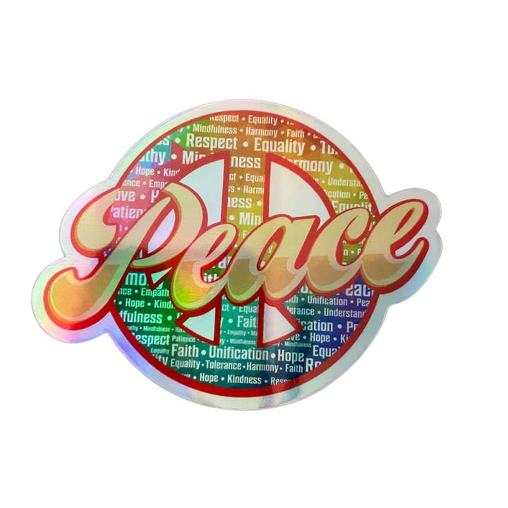 Adesivo in Vinile Collage di Parole di Pace – 3,5" x 2,75" per la vendita all'ingrosso da parte di Denali & Co.