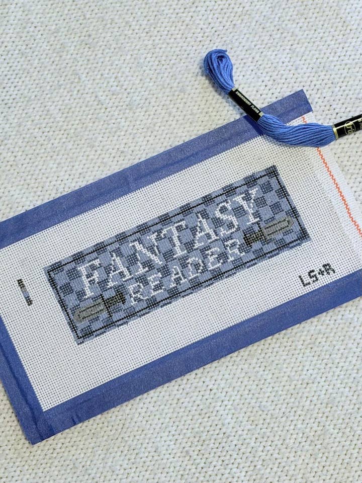 Fantasy Reader HandPainted 18 Mesh Needlepoint Bookmark Canvas for wholesale by Lets Stitch Studio