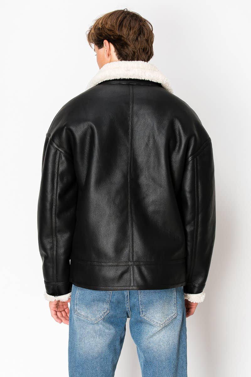 PATRONCITO USA INTERNATIONAL, INC - Vente Veste – homme - Vestes en PU pour hommes avec doublure en polyester Sherpa -10094