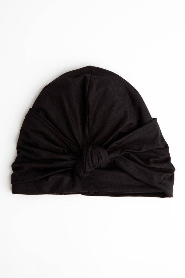 Black Satin-Lined Knot Turban for wholesale on Faire2