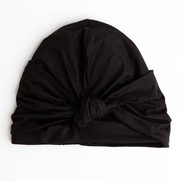 Black Satin-Lined Knot Turban for wholesale on Faire2