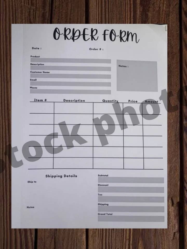 X50 Order Forms for wholesale by Ted @ Bea