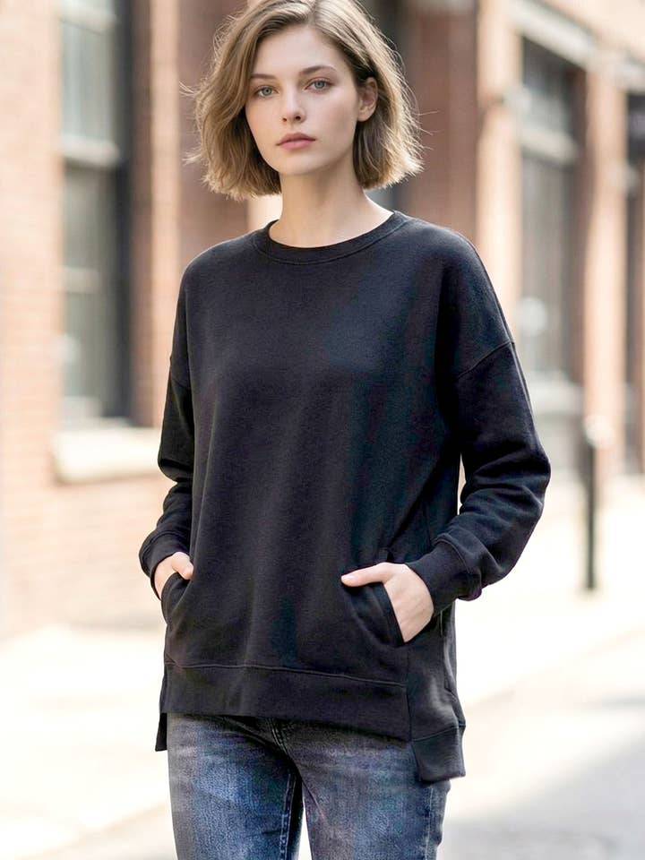 42POPS – wholesale Sweatshirt – Women's – .Fleece Hi-Low Hem Pullover w/ pockets9